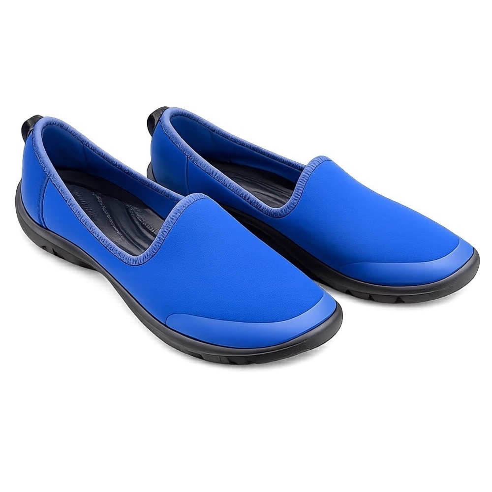 Crocs Duet Busy Day Flat Shoes Womens 10 Blue Slip On Comfort Athleisure Stretch